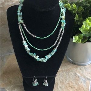 Beaded Necklace and Earring Set